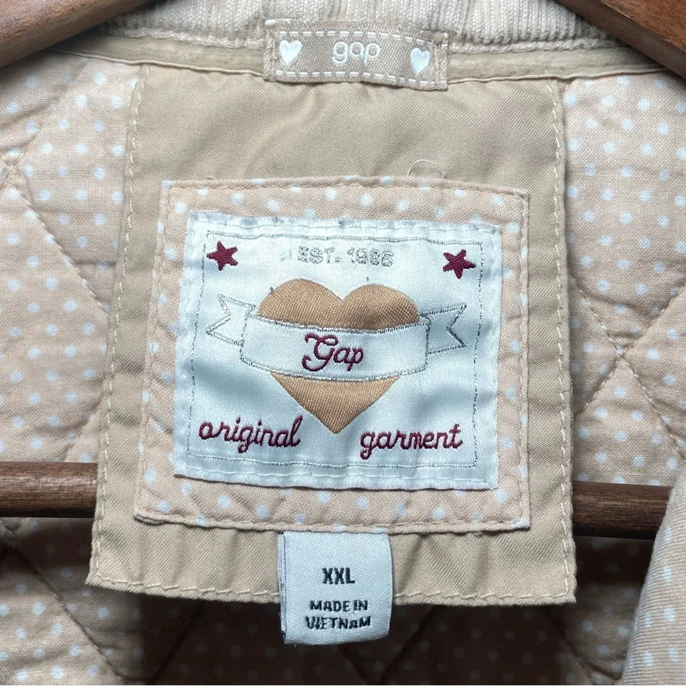 Kids Gap Y2K‎ Quilted khaki Zip Up Jacket Size XXL Corduroy Trim